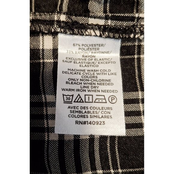 NWT Black & White Plaid Smocked Midi Dress By Loft Outlet XL 3/4 Sleeves Elastic - Picture 6 of 8